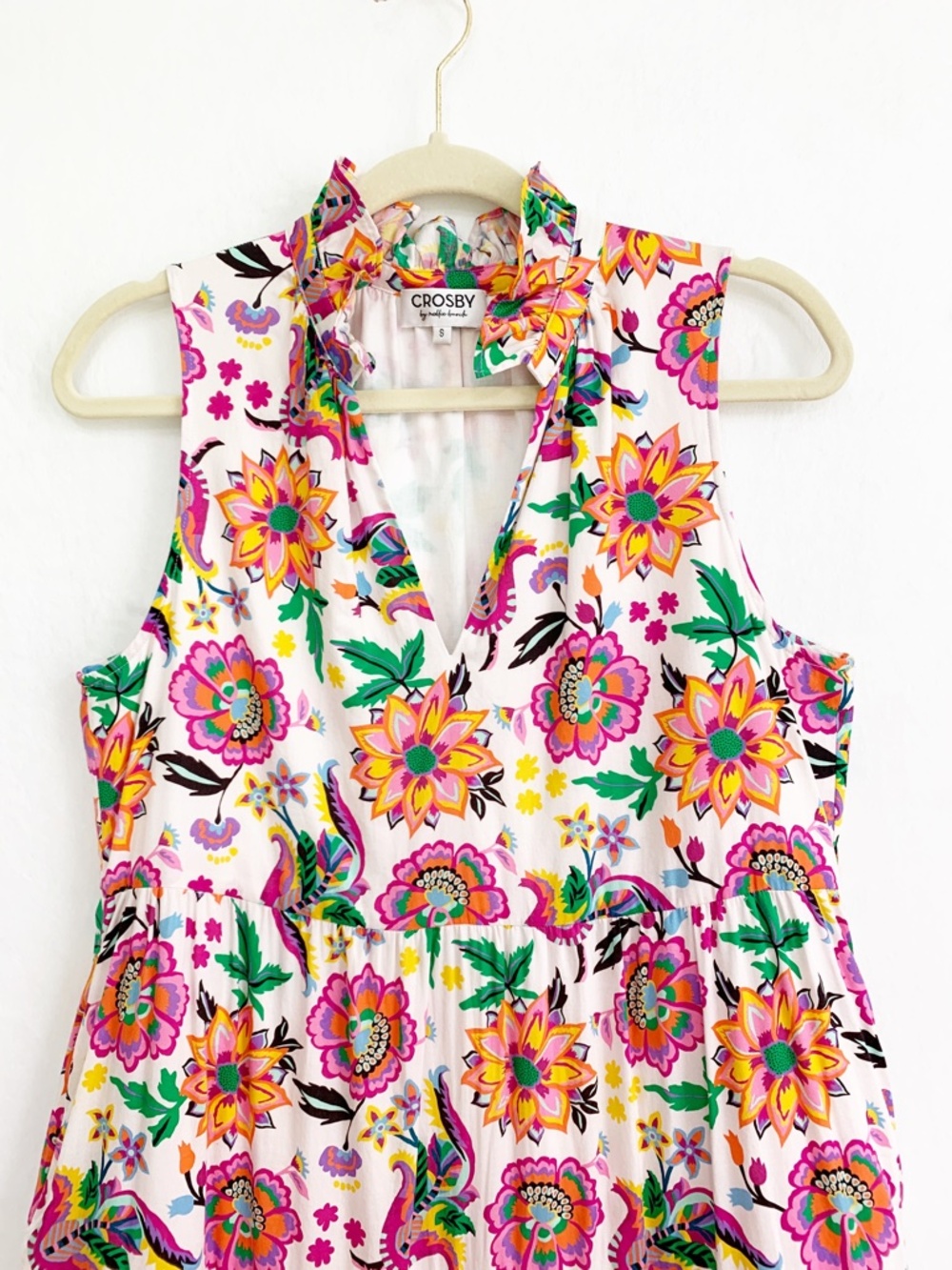 Crosby by Mollie Burch Wesley Ruffle Collar Tiered Midi Dress in Festival Floral - Picture 5 of 16